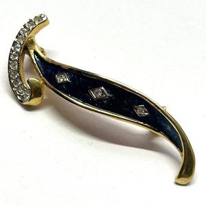 Vintage DeNicola Enamel Rhinestone Bar Pin